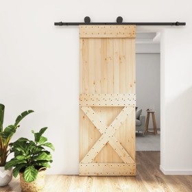 Puerta corredera con herrajes madera maciza de pino 80x210 cm von , Türen - Ref: Foro24-3203055, Preis: 170,14 €, Rabatt: %