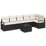 Conjunto de sofá de jardín 7 pcs Negro Poliratán
