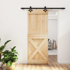 Puerta corredera con herrajes madera maciza de pino 80x210 cm von , Türen - Ref: Foro24-3203133, Preis: 181,31 €, Rabatt: %