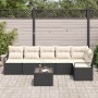 Conjunto de sofá de jardín 7 pcs Negro Poliratán