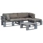 Sofás de palés para jardín 4 pzas madera con cojines grises by , Garden sets - Ref: Foro24-275312, Price: 384,72 €, Discount: %