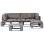 Sofás de palés para jardín 4 pzas madera con cojines grises by , Garden sets - Ref: Foro24-275312, Price: 384,72 €, Discount: %