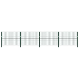 Panel de valla con postes de hierro verde 6,8x1,2