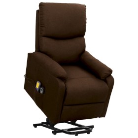 Silla de masaje elevable de tela marrón oscuro