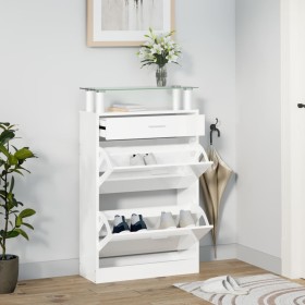 Mueble zapatero madera contrachapada blanco brillo 63x24x104 cm by , Shoe racks and shoe organizers - Ref: Foro24-342566, Pri...