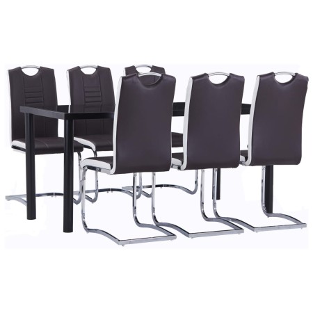 Juego de comedor 7 piezas cuero sintético marrón by , Furniture sets for kitchens and dining rooms - Ref: Foro24-3053071, Pri...