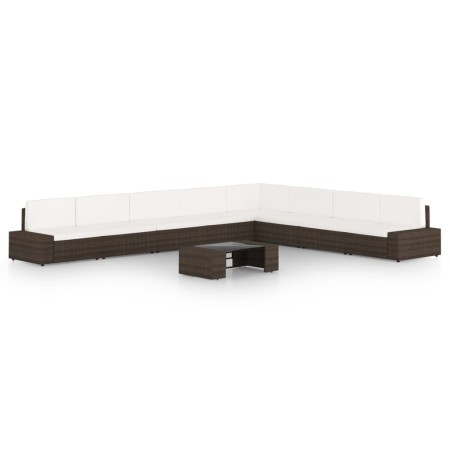Set muebles de jardín 9 pzas y cojines ratán sintético marrón | Foro24.es | Tu tienda online para hogar, jardín y más Foro24.es