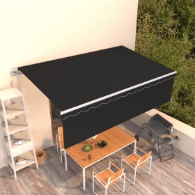 Toldo retráctil manual con persiana gris