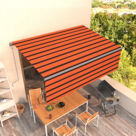 Toldo retráctil automático con persiana naranja/marrón 4,5x3 m by , Awnings - Ref: Foro24-3069450, Price: 449,62 €, Discount: %