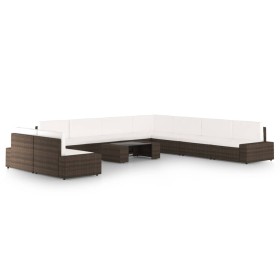 Set muebles de jardín 10 pzas y cojines ratán