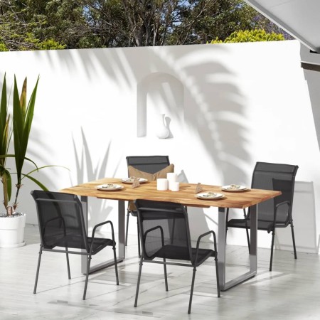 Sillas de jardín 4 unidades acero y textilene negro by , Garden chairs - Ref: Foro24-316818, Price: 90,96 €, Discount: %