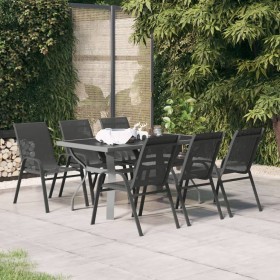 Juego de comedor de jardín 7 piezas con cojines gris y negro by , Garden sets - Ref: Foro24-3095987, Price: 404,09 €, Discoun...