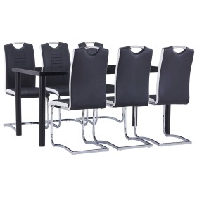 Juego de comedor 7 piezas cuero sintético negro by , Furniture sets for kitchens and dining rooms - Ref: Foro24-3053067, Pric...