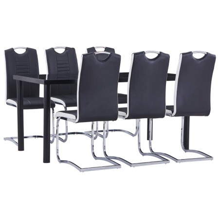 Juego de comedor 7 piezas cuero sintético negro by , Furniture sets for kitchens and dining rooms - Ref: Foro24-3053067, Pric...