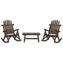 Juego de muebles de jardín 3 piezas madera maciza de abeto