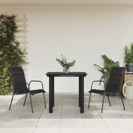 Juego de comedor para jardín 3 piezas acero y textilene negro von , Gartensets - Ref: Foro24-3200710, Preis: 154,90 €, Rabatt: %
