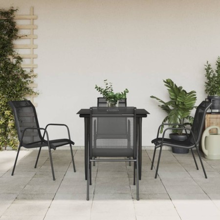 Juego de comedor para jardín 5 piezas acero y textilene negro by , Garden sets - Ref: Foro24-3200683, Price: 206,84 €, Discou...