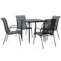 Juego de comedor para jardín 5 piezas acero y textilene negro by , Garden sets - Ref: Foro24-3200683, Price: 206,84 €, Discou...