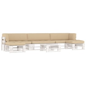 Muebles de palés 6 pzas y cojines madera pino