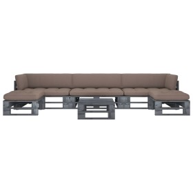 Muebles de palets 6 pzas y cojines madera pino impregnada gris von , Gartensets - Ref: Foro24-3066921, Preis: 603,12 €, Rabat...