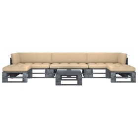 Muebles de palets 6 pzas y cojines madera pino impregnada gris by , Garden sets - Ref: Foro24-3066916, Price: 622,35 €, Disco...