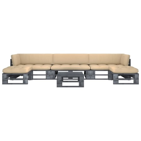 Muebles de palets 6 pzas y cojines madera pino impregnada gris by , Garden sets - Ref: Foro24-3066916, Price: 622,35 €, Disco...