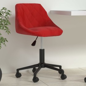 Silla de oficina giratoria de terciopelo rojo