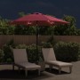 Sombrilla de jardín con luces LED palo acero rojo burdeos 300cm | Foro24.es | Tu tienda online para hogar, jardín y más Foro24.es