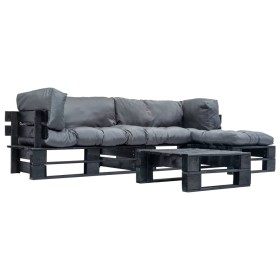 Muebles de palets de jardín con cojines grises 4 piezas madera von , Gartensets - Ref: Foro24-277426, Preis: 398,94 €, Rabatt: %