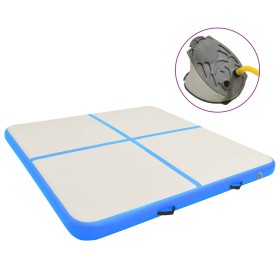 Esterilla inflable de gimnasia con bomba PVC azul