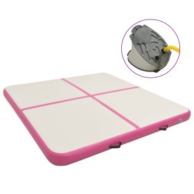 Esterilla inflable de gimnasia con bomba PVC rosa