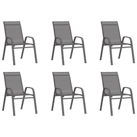 Sillas de jardín apilables 6 unidades textilene gris by , Garden chairs - Ref: Foro24-318784, Price: 222,07 €, Discount: %