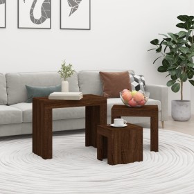 Mesas de centro apilables 3 pzas madera ingeniería roble marrón by , Coffee table - Ref: Foro24-815986, Price: 57,32 €, Disco...