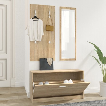 Set de mueble zapatero 3 en 1 madera contrachapada roble Sonoma von , Schuhregale und Schuhorganisatoren - Ref: Foro24-342572...
