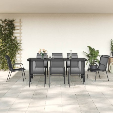 Juego de comedor para jardín 9 piezas acero y textilene negro de , Conjuntos de jardín - Ref: Foro24-3200697, Precio: 375,75 ...