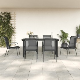 Juego de comedor para jardín 7 piezas acero y textilene negro de , Conjuntos de jardín - Ref: Foro24-3200695, Precio: 255,83 ...