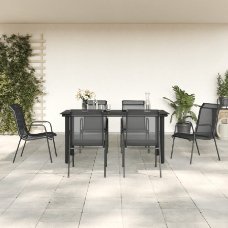 Juego de comedor para jardín 7 piezas acero y textilene negro de , Conjuntos de jardín - Ref: Foro24-3200695, Precio: 256,65 ...