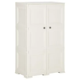 Kunststoff-Kleiderschrank im Angora-Design aus weißem Holz, 79 x 43 x 125 cm von vidaXL, Schließfächer und Lagerschränke - Re...