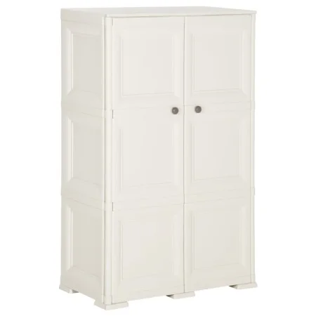 Kunststoff-Kleiderschrank im Angora-Design aus weißem Holz, 79 x 43 x 125 cm von vidaXL, Schließfächer und Lagerschränke - Re...