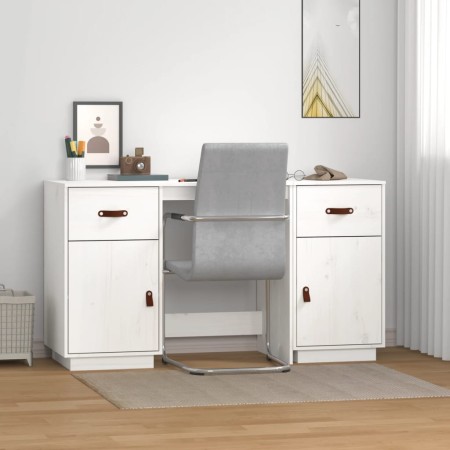 Escritorio y armarios madera maciza de pino blanco 135x50x75 cm de , Escritorios - Ref: Foro24-3107845, Precio: 232,72 €, Des...