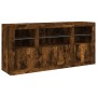 Aparador con luces LED roble ahumado 142,5x37x67 cm von , Sideboards - Ref: Foro24-3209069, Preis: 159,03 €, Rabatt: %