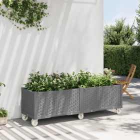 Jardinera con ruedas PP gris claro 160x50x54 cm