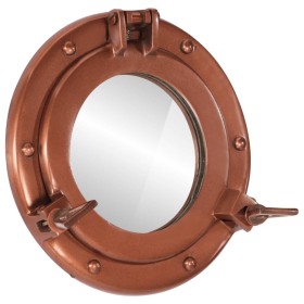 Espejo de ojo de buey de pared aluminio y vidrio