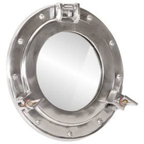 Espejo de ojo de buey de pared aluminio y vidrio