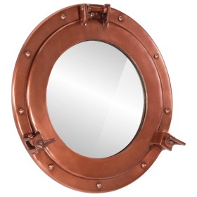 Espejo de ojo de buey de pared aluminio y vidrio