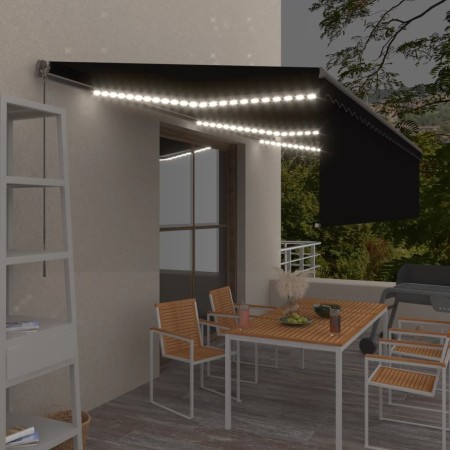Toldo retráctil manual con persiana y LED antracita 6x3 m by , Awnings - Ref: Foro24-3069484, Price: 499,78 €, Discount: %