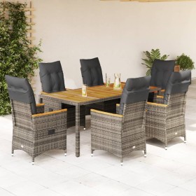 Set comedor jardín 7 pzas y cojines ratán sintético gris de , Conjuntos de jardín - Ref: Foro24-3276849, Precio: 805,71 €, De...