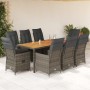 Set comedor jardín 9 pzas y cojines ratán sintético gris by , Garden sets - Ref: Foro24-3276731, Price: 1,00 €, Discount: %
