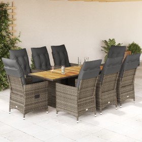 Set comedor jardín 9 pzas y cojines ratán sintético gris by , Garden sets - Ref: Foro24-3276733, Price: 1,00 €, Discount: %