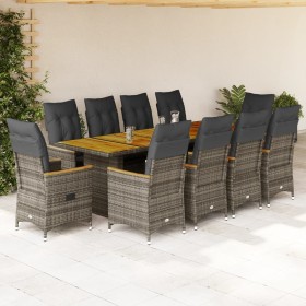 Set de mesa y sillas de jardín 11 pzas y cojines ratán PE gris von , Gartensets - Ref: Foro24-3277253, Preis: 1,00 €, Rabatt: %